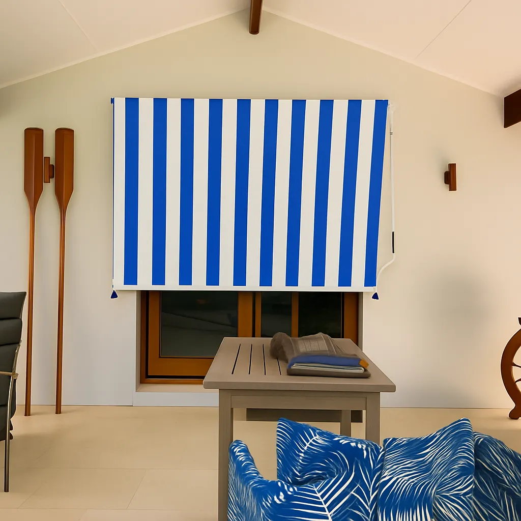 New Drop Awning for Window/Balcony (Blue & White)