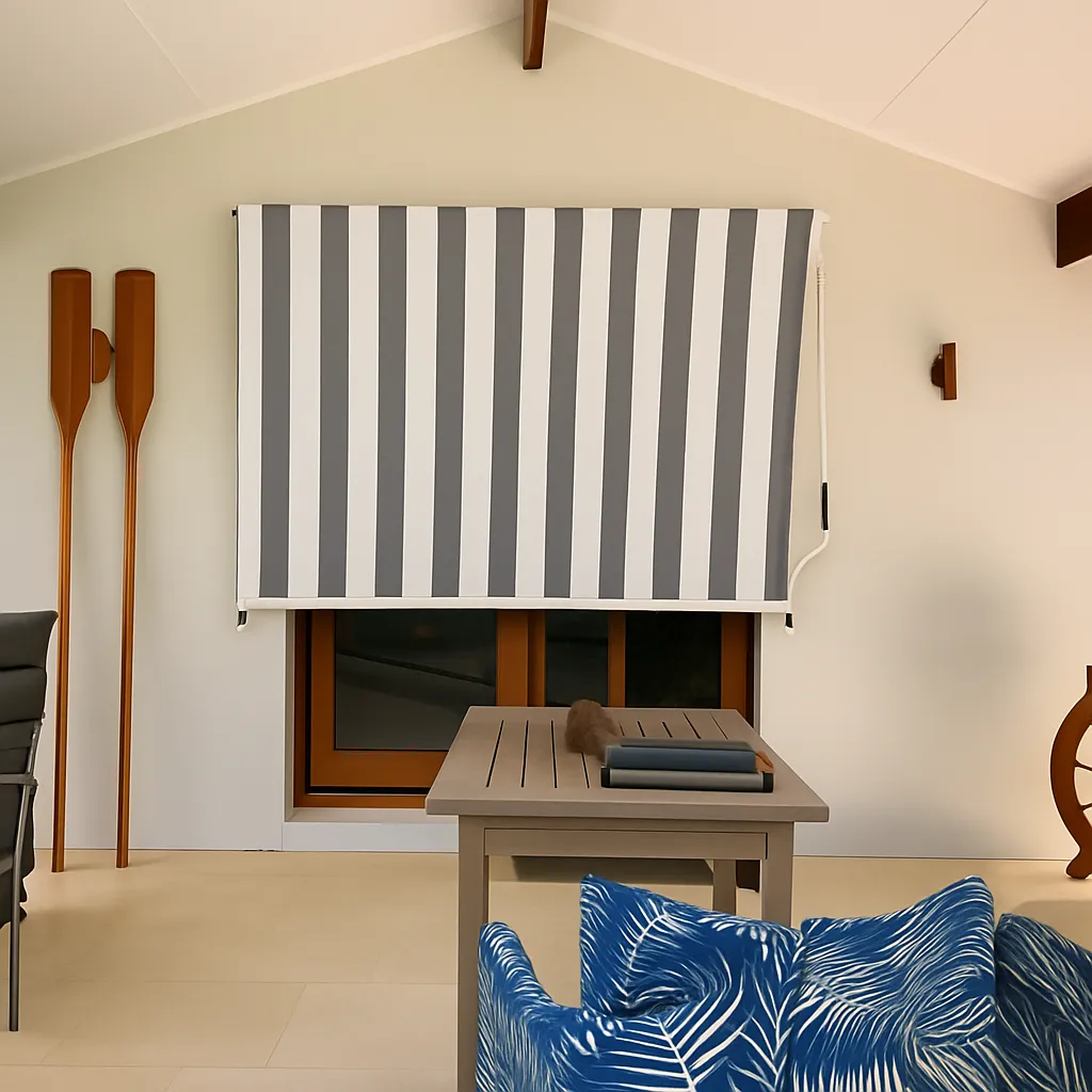 New Drop Awning for Window/Balcony (Grey & White)