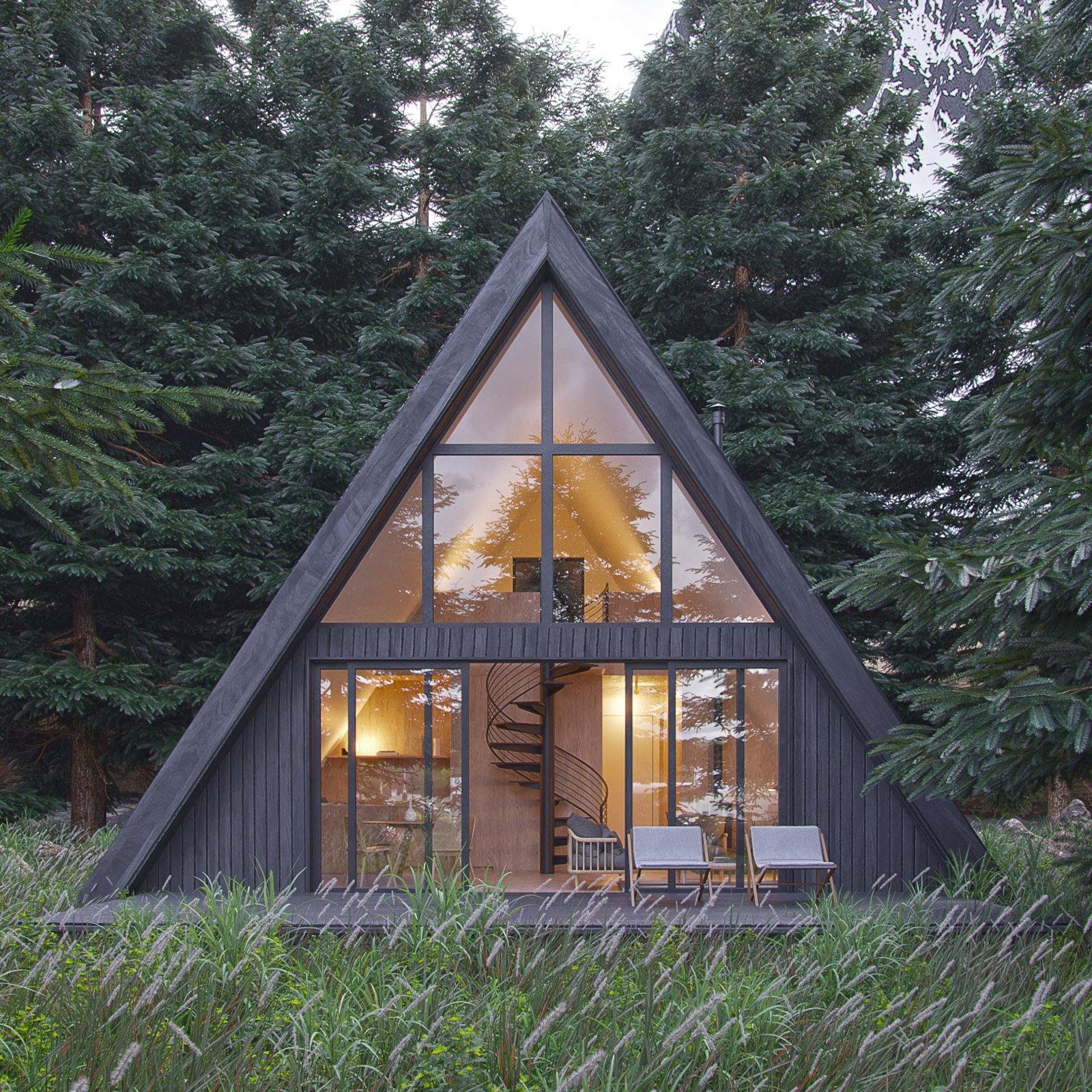 A Small A-Frame House With Loft