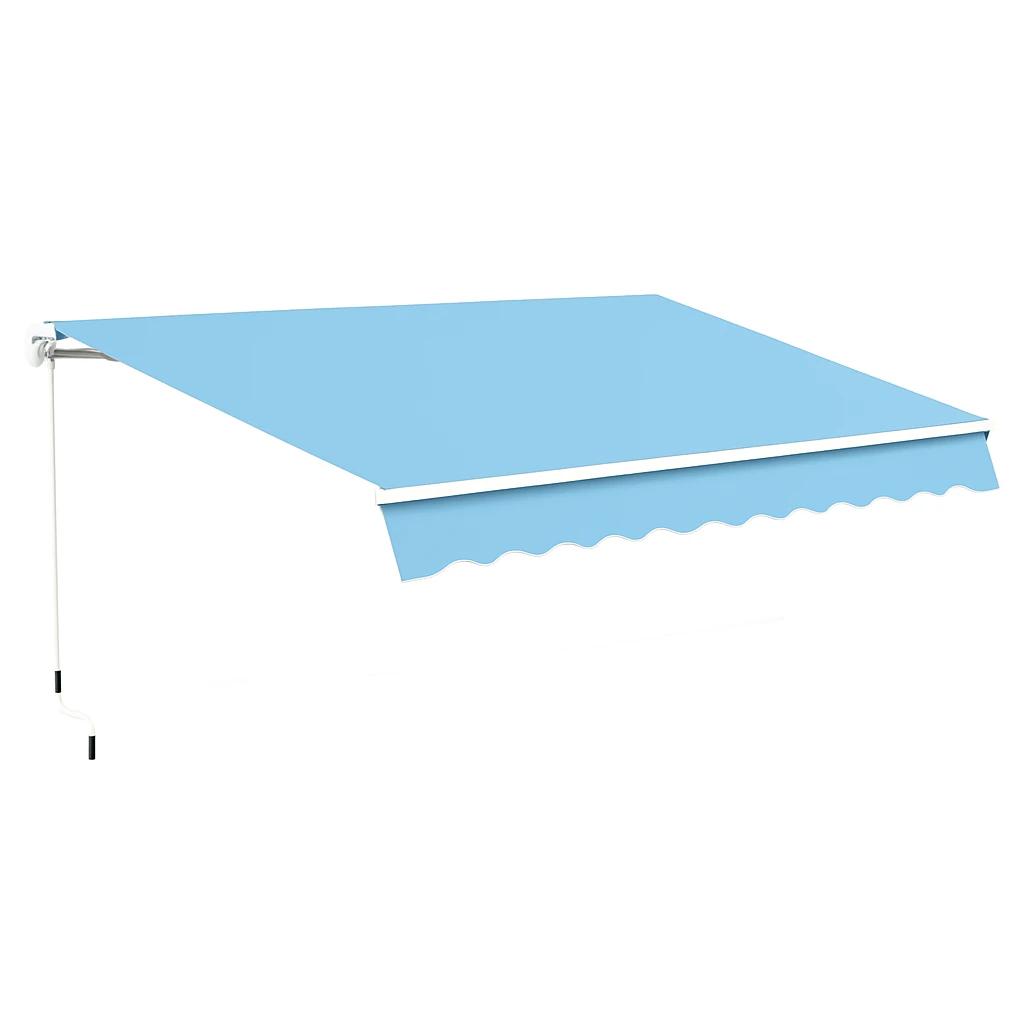 Outdoor Folding Awning Arm Retractable Awnings(Light Blue Single Side)