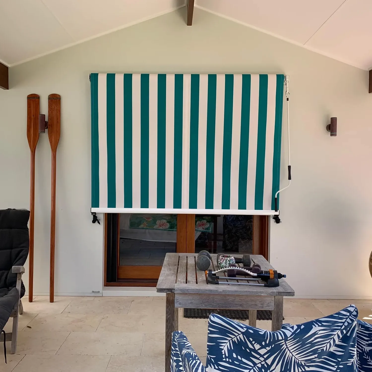 New Drop Awning for Window/Balcony (Green & White)